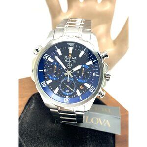 Bulova Men's Watch 96B256 Marine Star Blue Dial Chronograph Stainless Steel 43mm